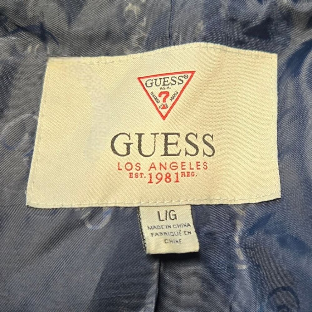 GUESS Los Angeles Women’s Wool Blend Hooded Pea Coat Navy Large - Picture 13 of 14